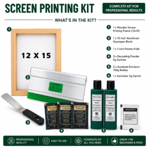 Screen Printing Kit with Wooden Frame and Aluminium Squeegee